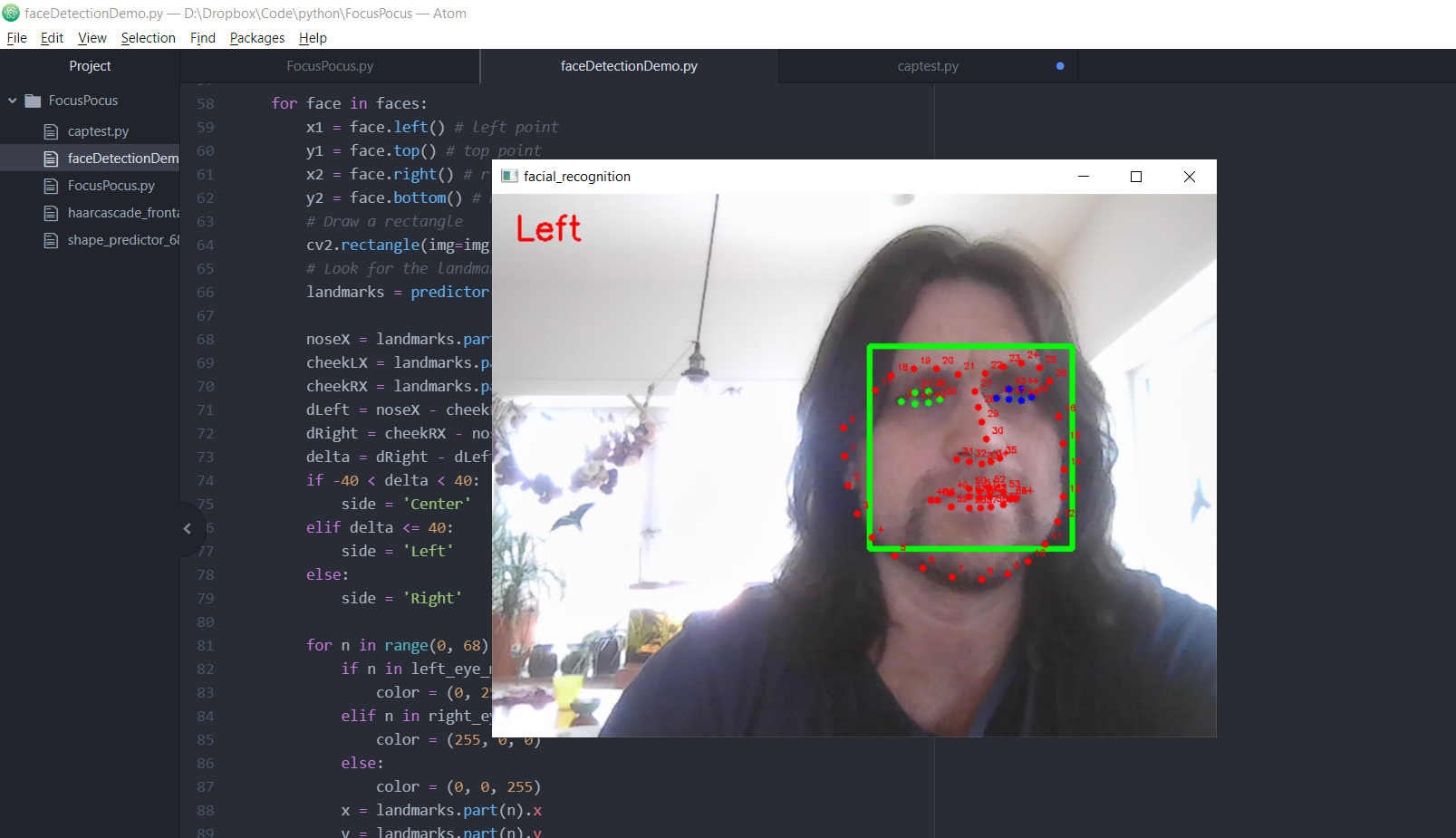 Image shows a face with a grid of markers overlayed to track facial movements